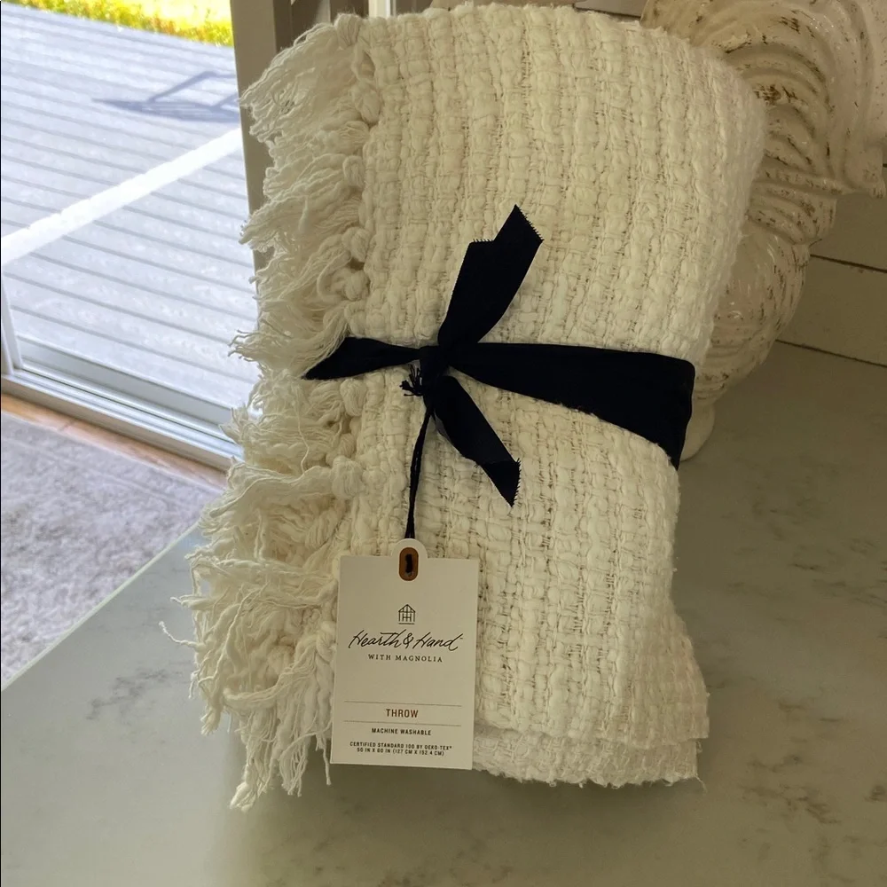 Textured Woven Throw Blanket Sour Cream - Hearth & Hand™ with Magnolia new 🆕